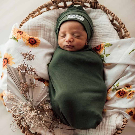 Olive Snuggle Swaddle & Beanie Set