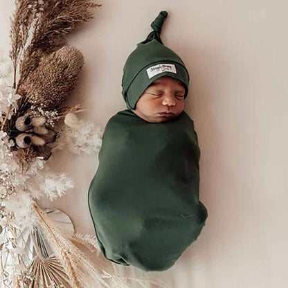 Olive Snuggle Swaddle & Beanie Set