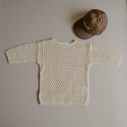 Kids crochet beach dress in natural