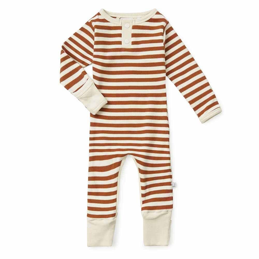 Biscuit Stripe Organic Growsuit