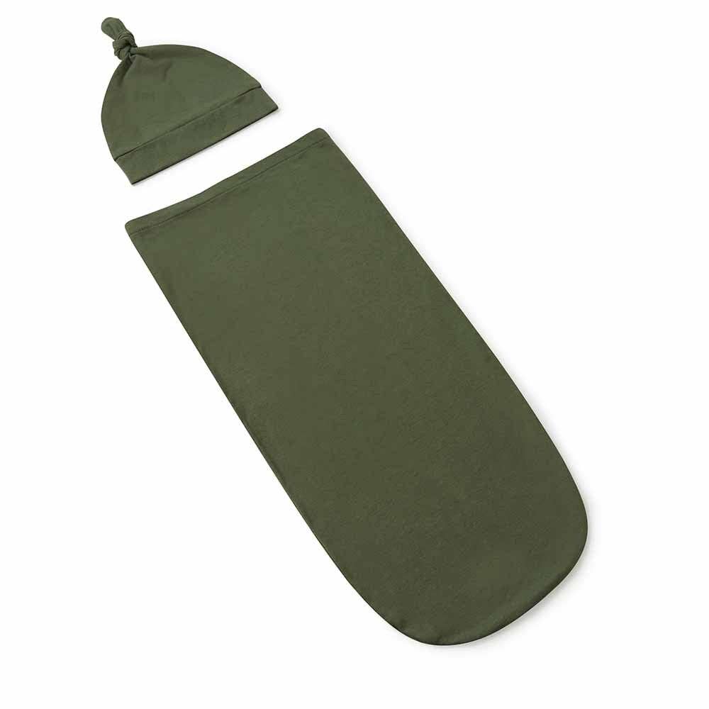 Olive Snuggle Swaddle & Beanie Set