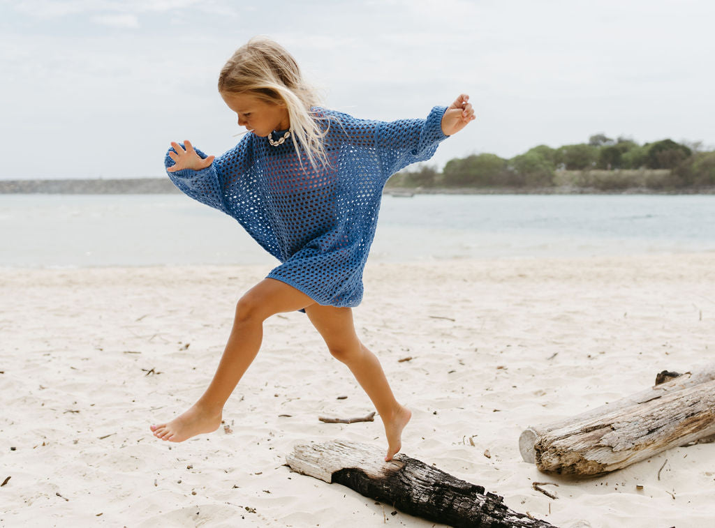 Kids crochet Beach dress cobalt