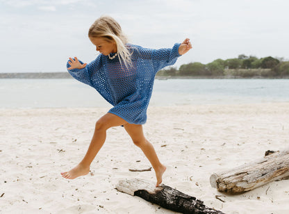 Kids crochet Beach dress cobalt