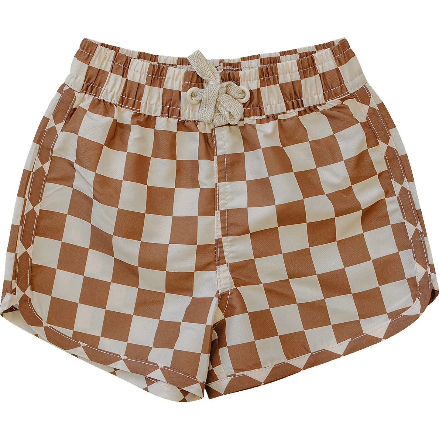 Rust Checkered Swim Shorts