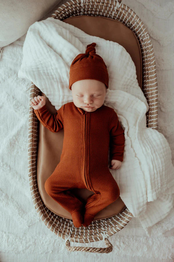 My First Outfit - Footed Overalls & Beanie Set - Bronze