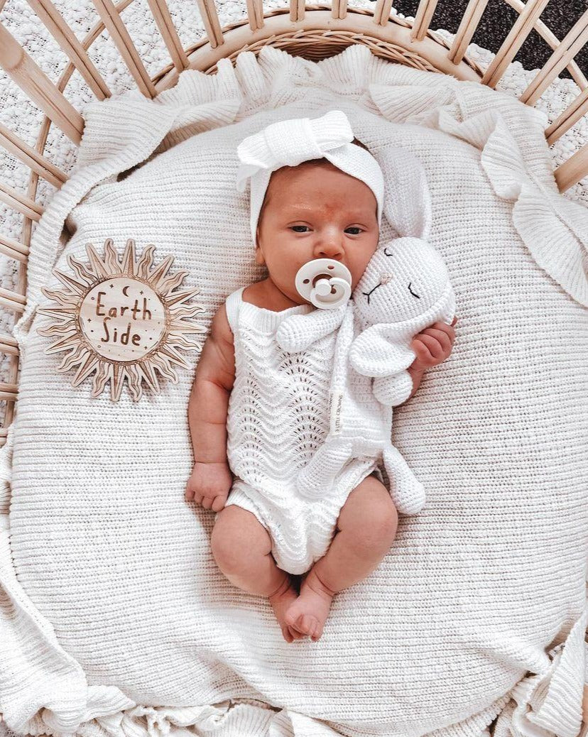 Textured Knit Topknot - Ivory