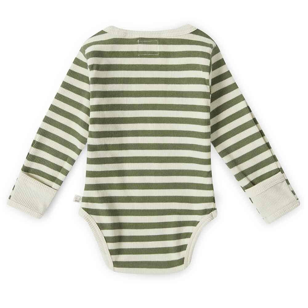 Olive Stripe Long Sleeve Organic Bodysuit